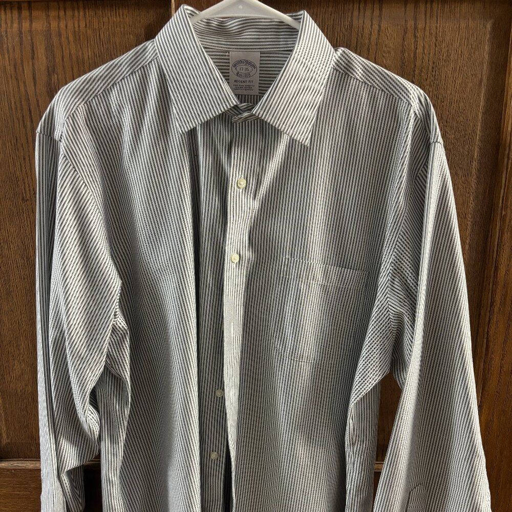 Brooks Brothers Long Sleeve Dark Grey Pinstripe - Regent Fit (17)